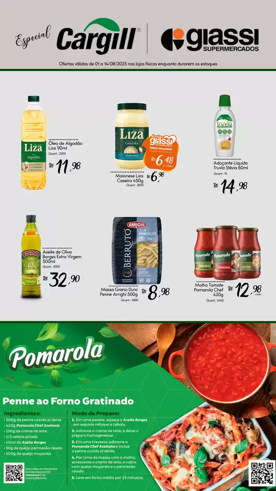 Catálogo Giassi Supermercados em Maracanaú | Especial Cargill | 2025-08-01T00:00:00.000Z - 2025-08-14T00:00:00.000Z