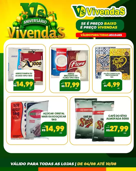 Catálogo Vivendas Supermercado em Ouro Branco | Aniversàrio Vivendas | 2025-08-04T00:00:00.000Z - 2025-08-10T00:00:00.000Z