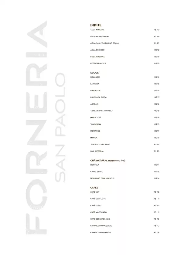 Menu Forneria