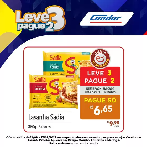 Catálogo Supermercados Condor em Piraquara | Supermercados Condor Carrosséis de Ofertas | 2025-08-12T00:00:00.000Z - 2025-08-17T00:00:00.000Z