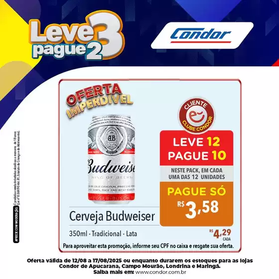 Catálogo Supermercados Condor em Piraquara | Pechinchas e ofertas atuais | 2025-08-12T00:00:00.000Z - 2025-08-17T00:00:00.000Z