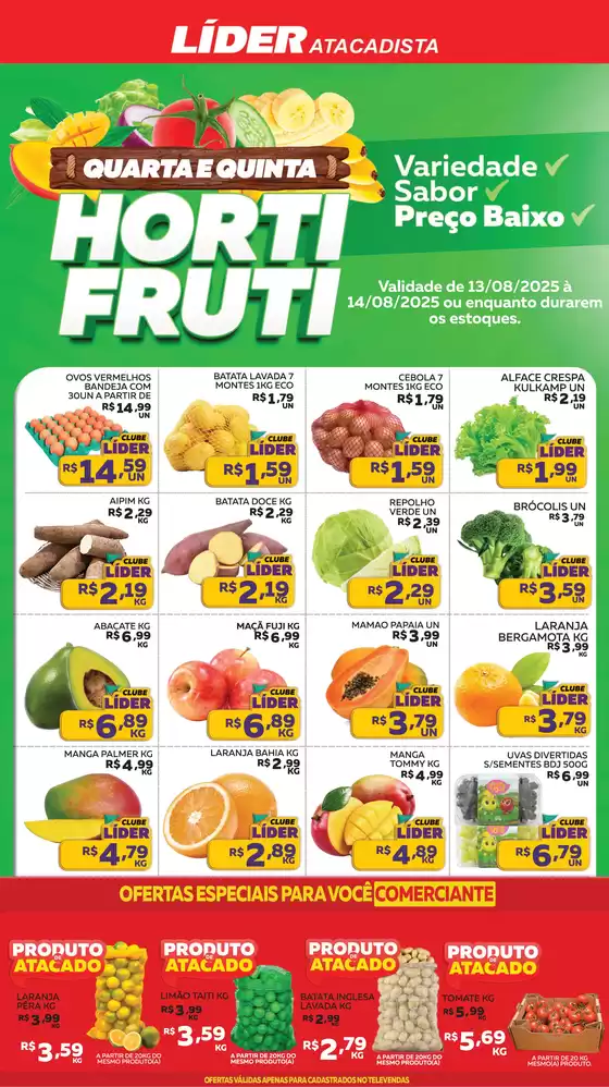 Catálogo Líder Atacadista em Paraopeba | QUARTA E QUINTA DO HORTIFRÚTI | 2025-08-13T00:00:00.000Z - 2025-08-14T00:00:00.000Z