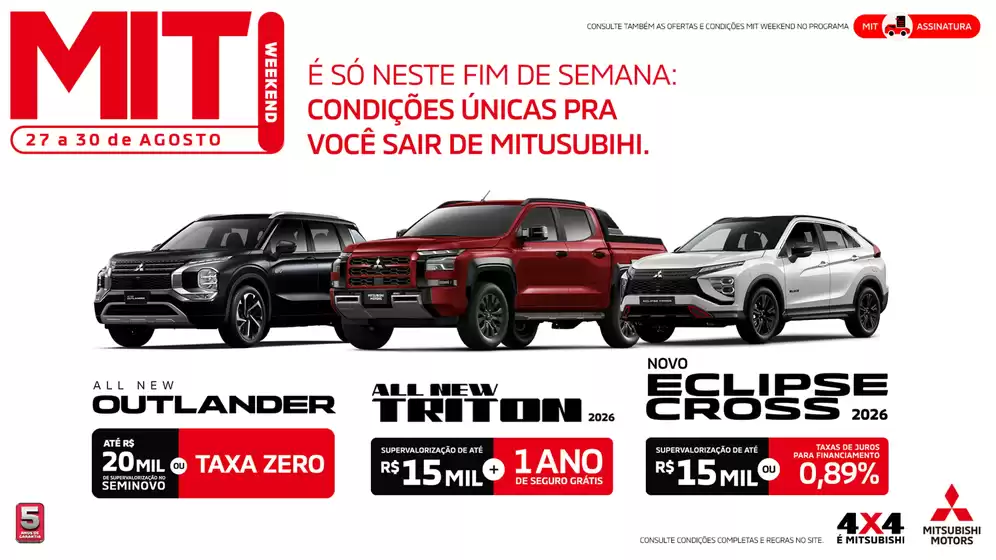 Catálogo Mitsubishi em Poté | Ampla seleção de ofertas | 2025-08-27T00:00:00.000Z - 2025-08-30T00:00:00.000Z