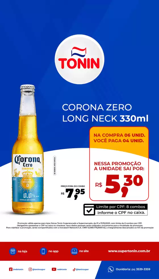 Catálogo Tonin Superatacado em Fortaleza | Corona Zero | 2025-10-08T00:00:00.000Z - 2025-10-31T00:00:00.000Z