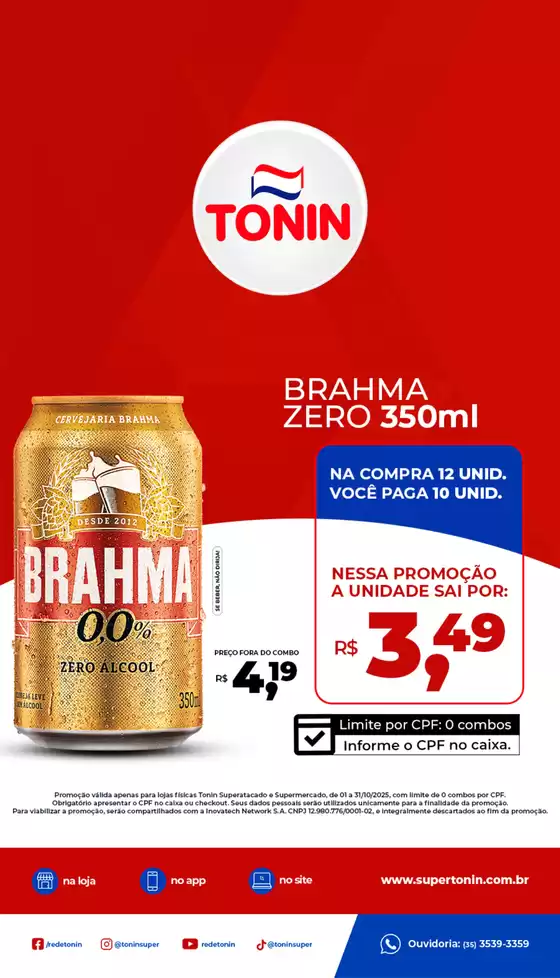 Catálogo Tonin Superatacado em Fortaleza | Brahma Zero | 2025-10-08T00:00:00.000Z - 2025-10-31T00:00:00.000Z