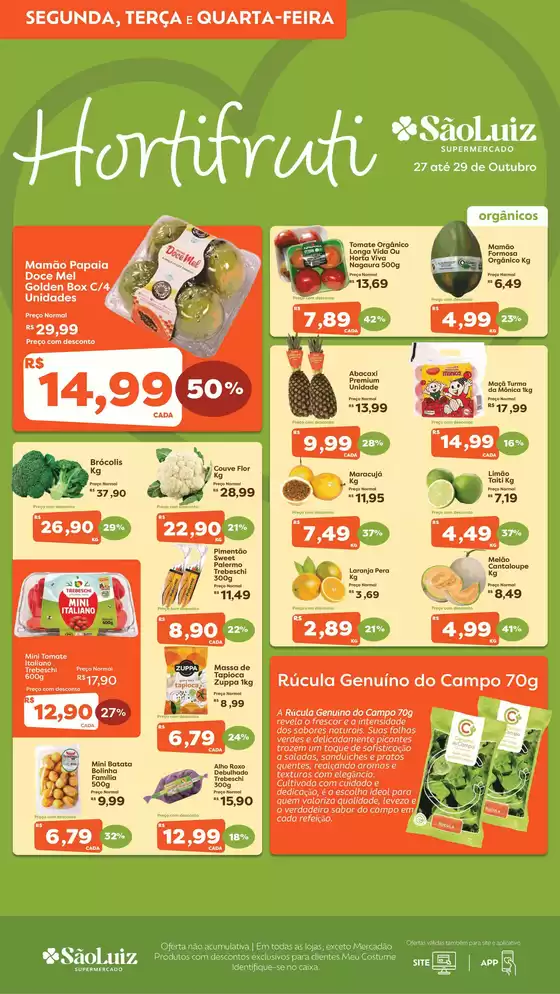 Catálogo Mercadinhos São Luiz | Hortifrúti | 2025-10-28T00:00:00.000Z - 2025-10-29T00:00:00.000Z