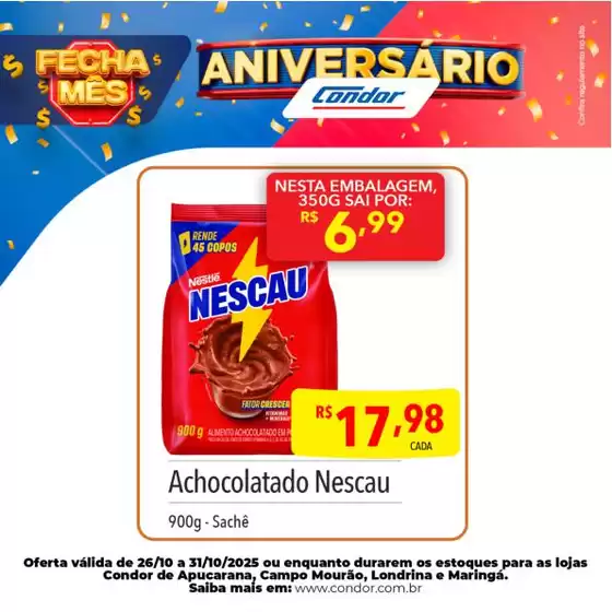 Catálogo Supermercados Condor em Itarana | Economize agora com nossas ofertas | 2025-10-28T00:00:00.000Z - 2025-10-31T00:00:00.000Z