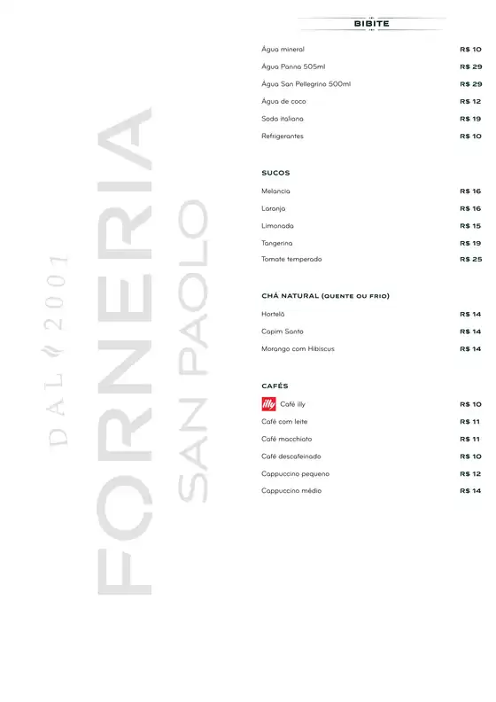 Menu Forneria