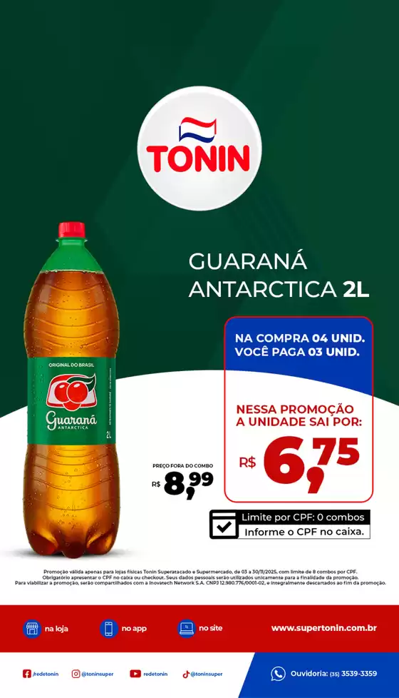 Catálogo Tonin Superatacado em Sabará | Oferta Guaraná Antarctica | 2025-11-03T00:00:00.000Z - 2025-11-30T00:00:00.000Z