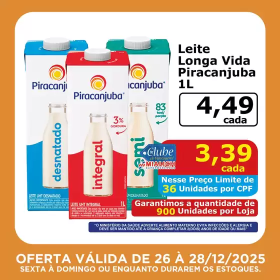 Catálogo Mialich Supermercados em Divinópolis | Promoções especiais em andamento | 2025-12-26T00:00:00.000Z - 2025-12-28T00:00:00.000Z