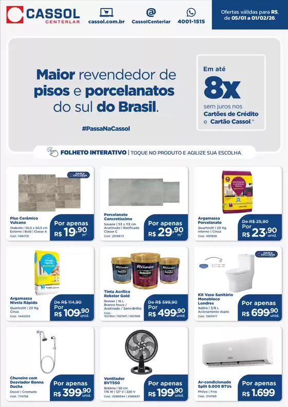 Catálogo Cassol | Descontos e promoções | 2026-01-05T00:00:00.000Z - 2026-02-01T00:00:00.000Z