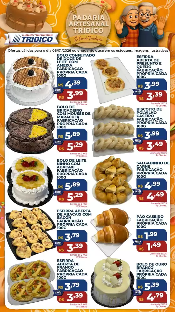 Catálogo Supermercados Tridico em Volta Redonda | Ofertas Padaria – Quinta | 2026-01-08T00:00:00.000Z - 2026-01-08T00:00:00.000Z