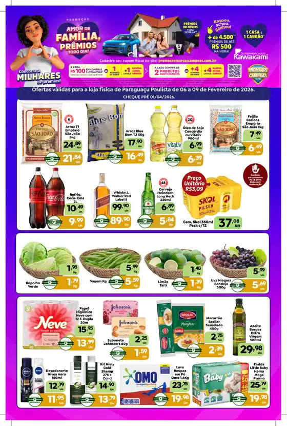 Catálogo Supermercados Kawakami em Barra dos Coqueiros | Ofertas - Paraguaçu Paulista | 2026-02-06T00:00:00.000Z - 2026-02-09T00:00:00.000Z