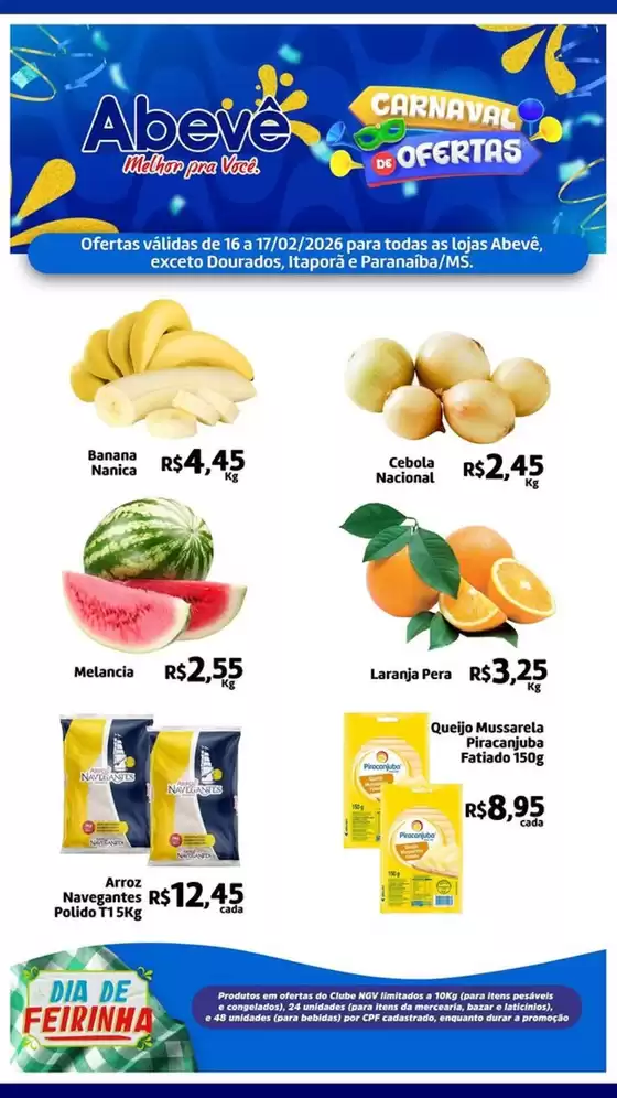 Catálogo Abevê Supermercados em Piracicaba | Carnaval De Ofertas | 2026-02-16T00:00:00.000Z - 2026-02-17T00:00:00.000Z