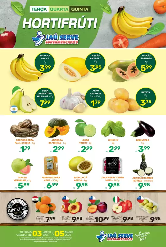 Catálogo Supermercados Jaù Serve | HORTIFRÚTI | 2026-03-03T00:00:00.000Z - 2026-03-05T00:00:00.000Z