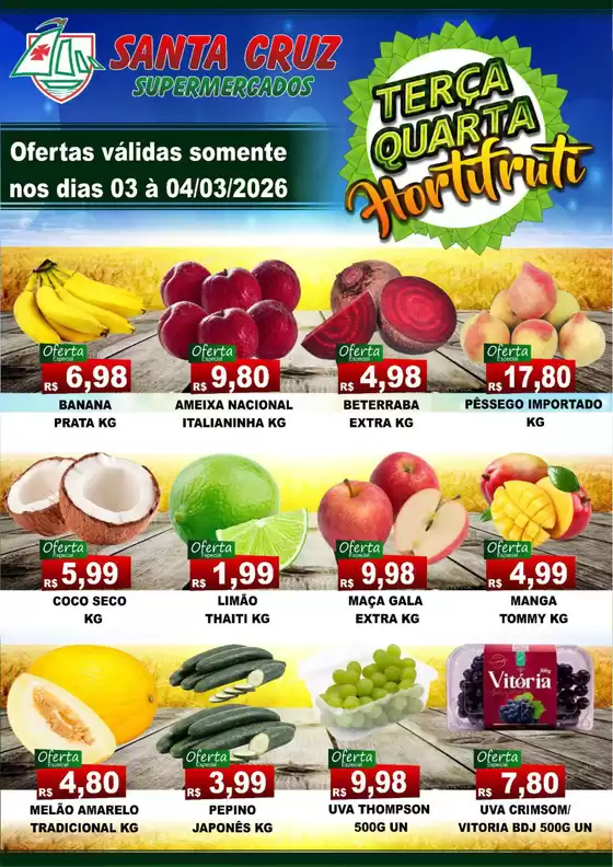 Catálogo Santa Cruz Supermercados | Terça e Quarta de Hortifruti  | 2026-03-04T00:00:00.000Z - 2026-03-04T00:00:00.000Z