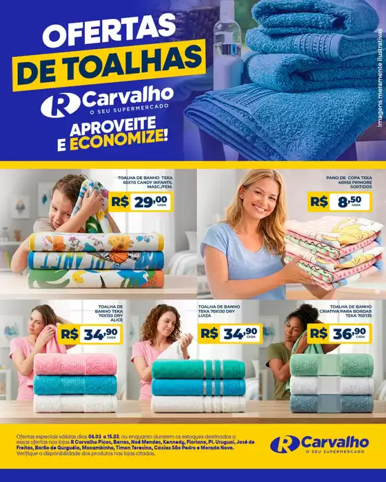 Catálogo R Carvalho Supermercado em Aracaju | OFERTAS DE TOALHAS | 2026-03-06T00:00:00.000Z - 2026-03-15T00:00:00.000Z