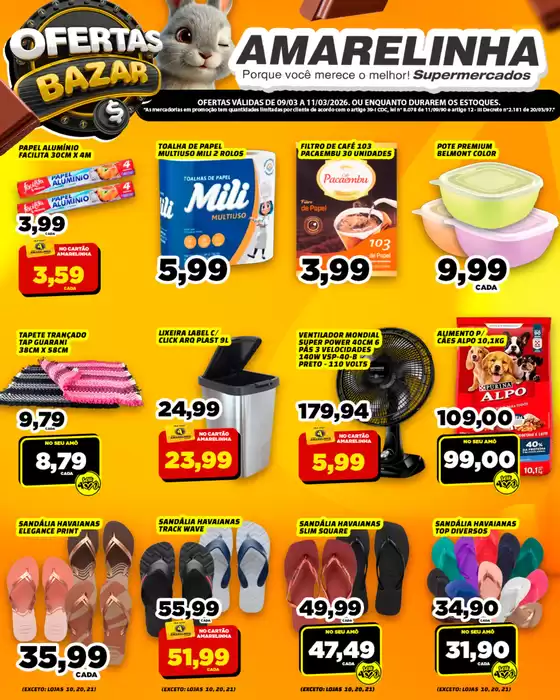Catálogo Amarelinha Supermercados em Fortaleza | Ofertas Bazar | 2026-03-09T00:00:00.000Z - 2026-03-11T00:00:00.000Z