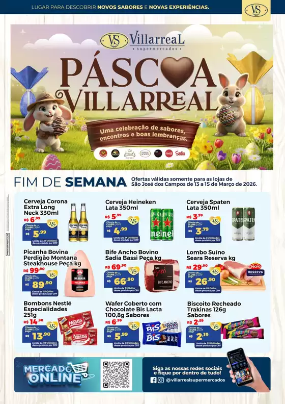 Catálogo Villarreal Supermercados em Santos | Pascoa | 2026-03-13T00:00:00.000Z - 2026-03-15T00:00:00.000Z