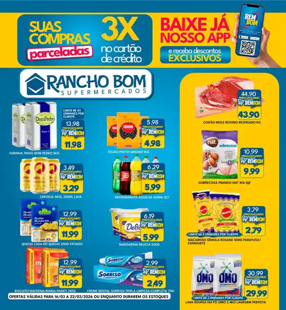 Catálogo Rancho Bom Supermercados em Taboão da Serra | Encarte Rancho Bom Supermercados | 2026-03-16T00:00:00.000Z - 2026-03-22T00:00:00.000Z