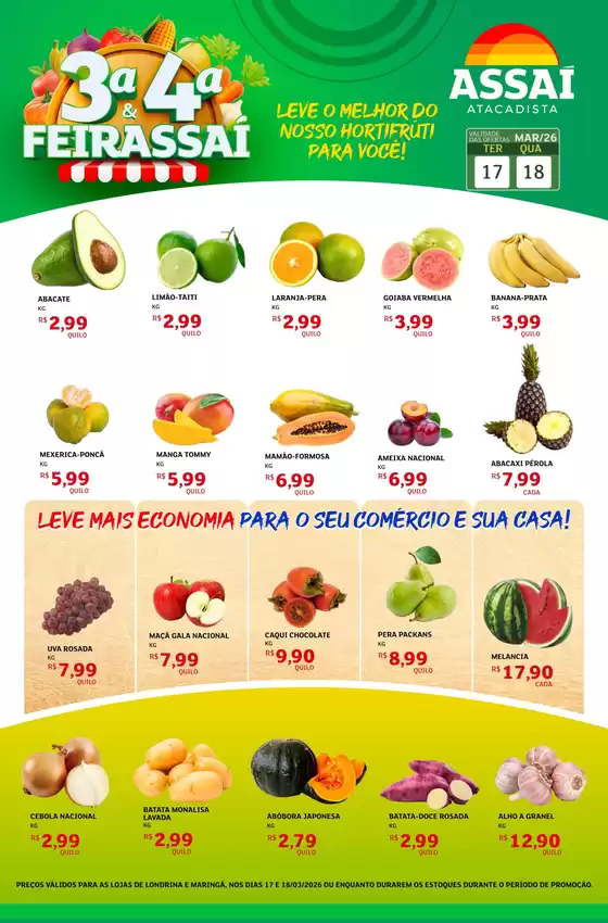 Catálogo Assaí Atacadista em Cravinhos | Encarte Assaí Atacadista 45023-119 | 2026-03-17T00:00:00.000Z - 2026-03-18T00:00:00.000Z