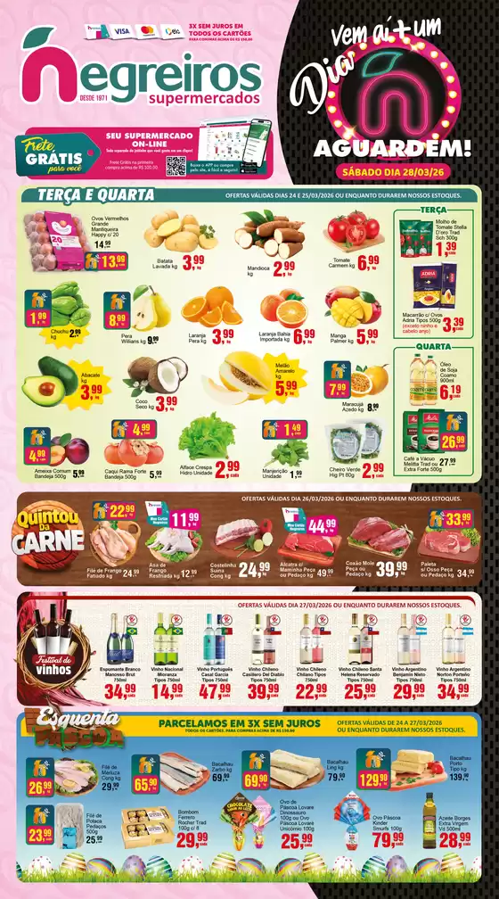Catálogo Negreiros Supermercados em Dois Córregos | Encarte Negreiros Supermercados | 2026-03-24T00:00:00.000Z - 2026-03-27T00:00:00.000Z