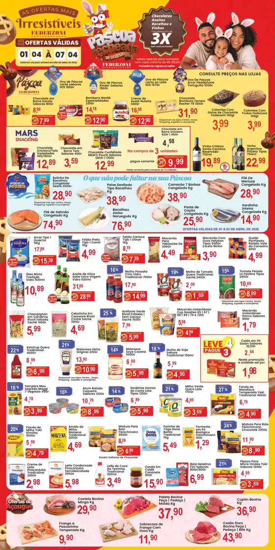 Catálogo Federzoni Supermercados em Casa Branca | Páscoa | 2026-04-01T00:00:00.000Z - 2026-04-07T00:00:00.000Z