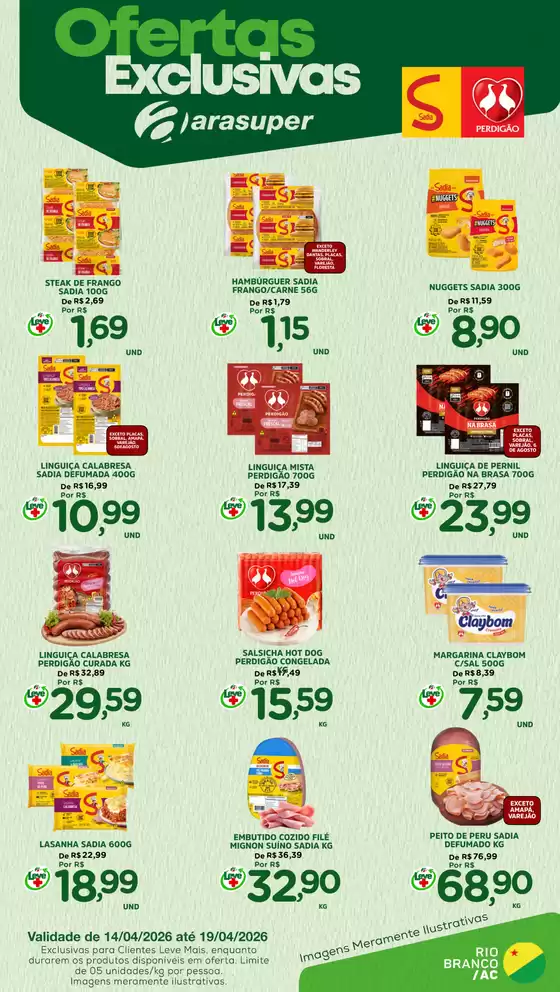 Catálogo Araújo Supermercados | EXCLUSIVA SADIA E PERDIGÃO | 2026-04-14T00:00:00.000Z - 2026-04-19T00:00:00.000Z