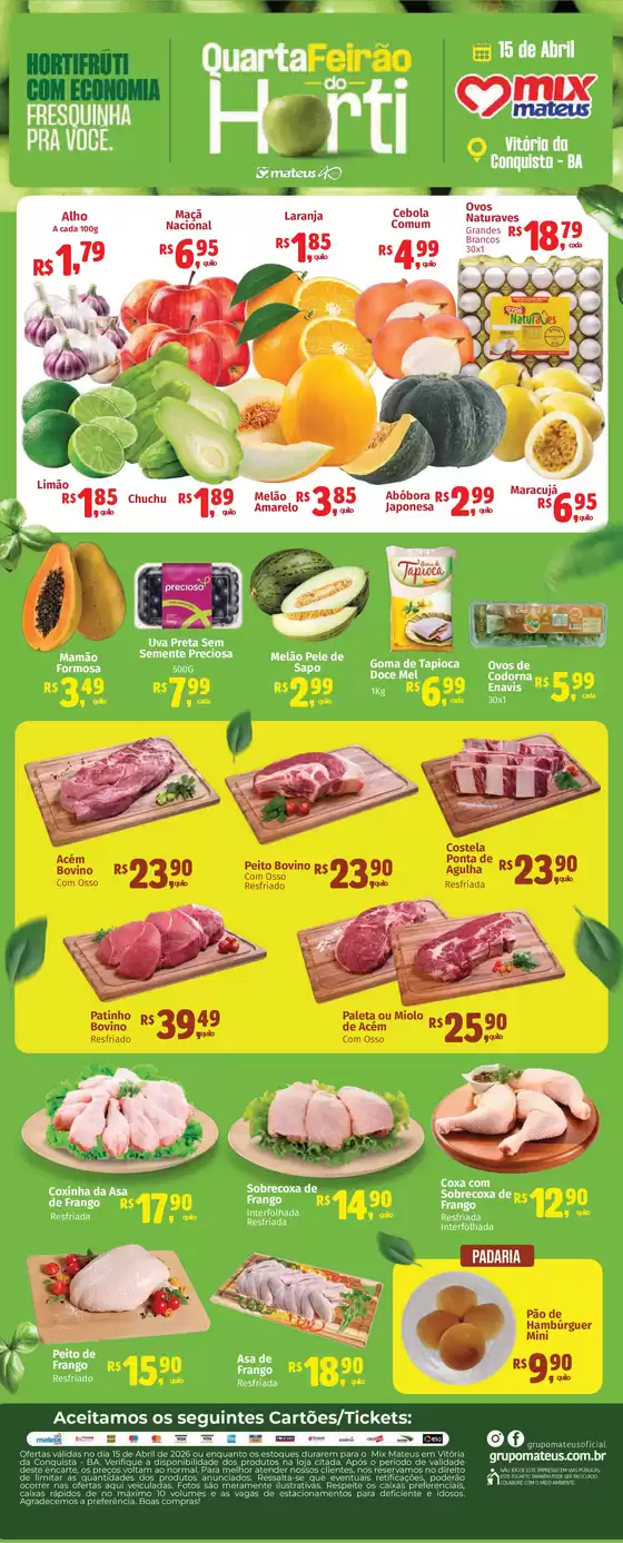 Catálogo Supermercados Mateus | Quarta do Hortifruti | 2026-04-15T00:00:00.000Z - 2026-04-15T00:00:00.000Z