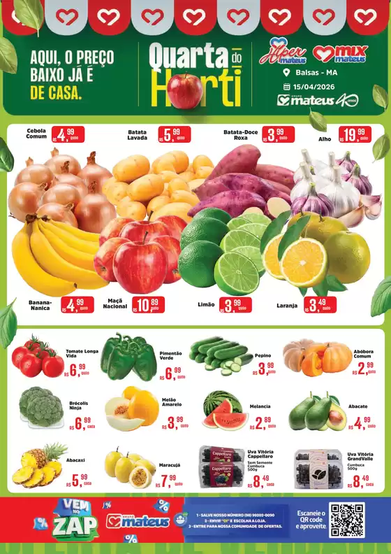 Catálogo Supermercados Mateus | Quarta do Hortifruti | 2026-04-15T00:00:00.000Z - 2026-04-15T00:00:00.000Z