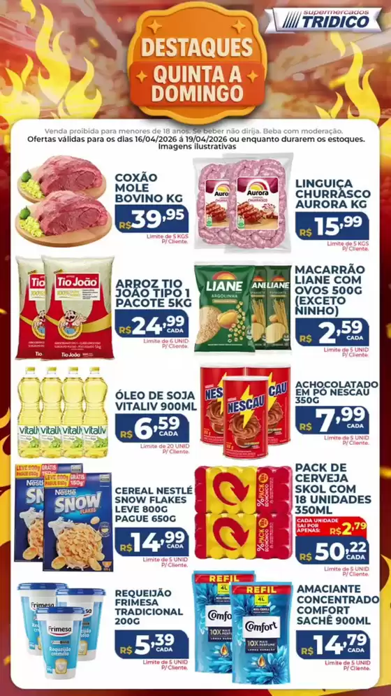 Catálogo Supermercados Tridico | Destaques Quinta a Domingo | 2026-04-16T00:00:00.000Z - 2026-04-19T00:00:00.000Z