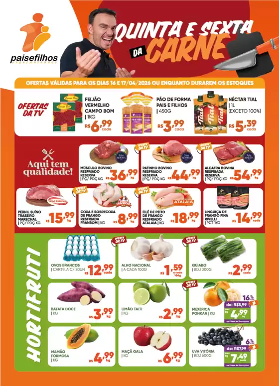 Catálogo Pais e Filhos Supermercados | Encarte Pais e Filhos Supermercados | 2026-04-16T00:00:00.000Z - 2026-04-17T00:00:00.000Z