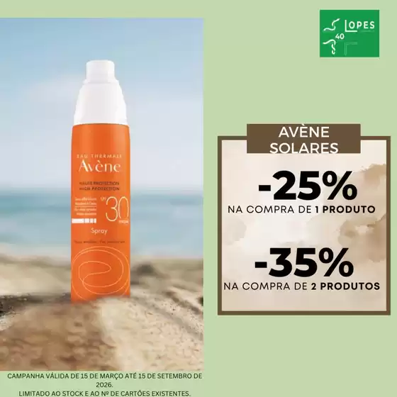 Catálogo Farmácia Lopes | Campanha Promocional Avène Solares | 2026-04-16T00:00:00.000Z - 2026-09-15T00:00:00.000Z