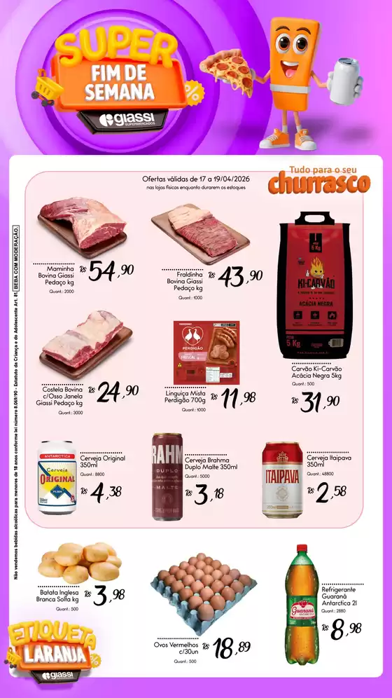 Catálogo Giassi Supermercados | Encarte Giassi Supermercados | 2026-04-17T00:00:00.000Z - 2026-04-19T00:00:00.000Z
