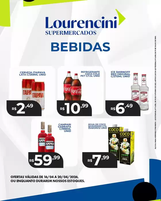 Catálogo Lourencini Supermercados | Encarte Lourencini Supermercados | 2026-04-16T00:00:00.000Z - 2026-04-20T00:00:00.000Z