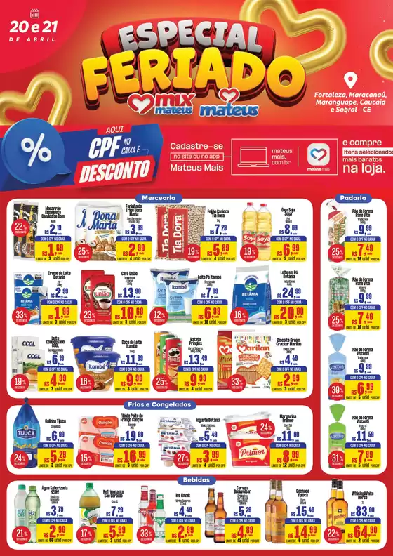 Catálogo Supermercados Mateus | Feriado de Ofertas | 2026-04-20T00:00:00.000Z - 2026-04-22T00:00:00.000Z
