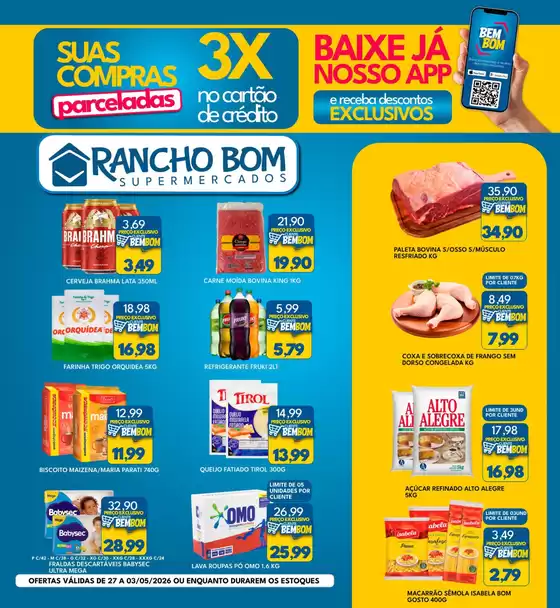 Catálogo Rancho Bom Supermercados | Encarte Rancho Bom Supermercados | 2026-04-27T00:00:00.000Z - 2026-05-03T00:00:00.000Z