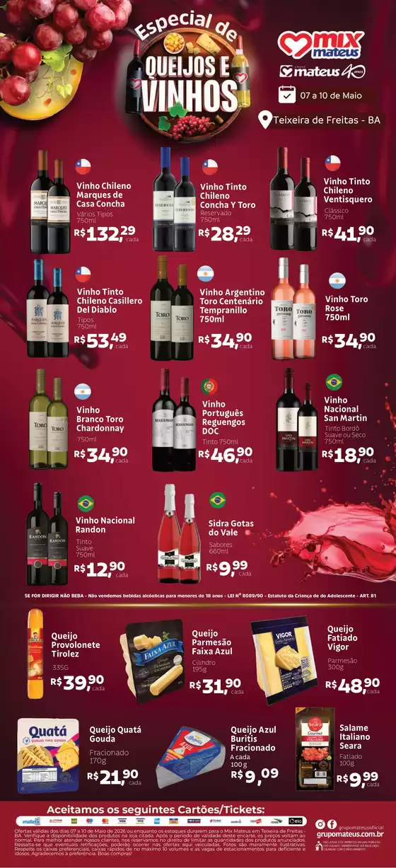 Catálogo Supermercados Mateus | Queijos e vinhos | 2026-05-07T00:00:00.000Z - 2026-05-10T00:00:00.000Z