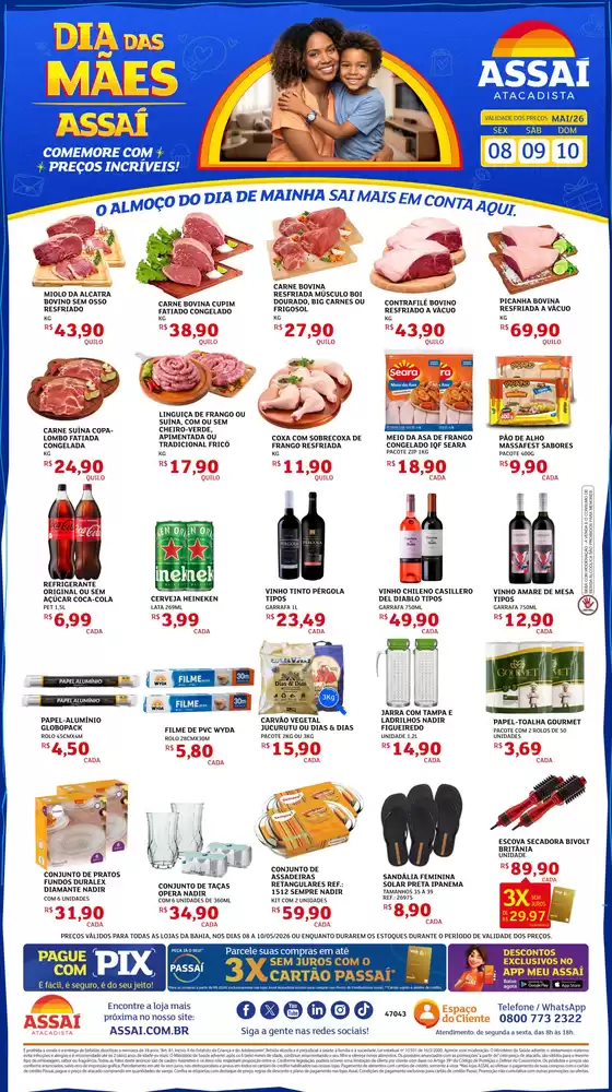 Catálogo Assaí Atacadista | Encarte Assaí Atacadista 47043-917 | 2026-05-08T00:00:00.000Z - 2026-05-10T00:00:00.000Z