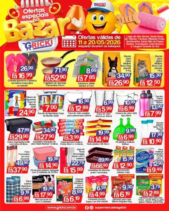 Catálogo Supermercados Gricki | Ofertas especiais do Bazar | 2026-05-11T00:00:00.000Z - 2026-05-20T00:00:00.000Z