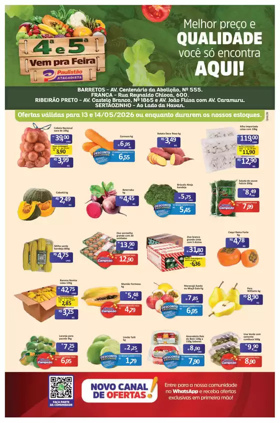 Catálogo Paulistão Atacadista | Melhores ofertas para todos os caçadores de pechinchas | 2026-05-13T00:00:00.000Z - 2026-05-14T00:00:00.000Z