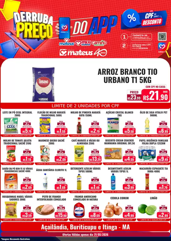 Catálogo Supermercados Mateus | Derruba Preço do App | 2026-05-21T00:00:00.000Z - 2026-05-21T00:00:00.000Z