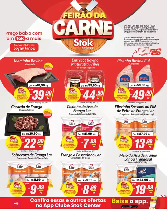Catálogo Stok Center | 54171 Encarte stok center Feirao da carne SG UR SM AL SB 22 de maio | 2026-05-22T00:00:00.000Z - 2026-05-22T00:00:00.000Z