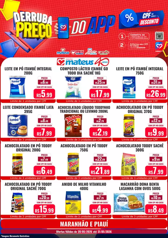 Catálogo Supermercados Mateus | Derruba Preço do App | 2026-05-22T00:00:00.000Z - 2026-05-31T00:00:00.000Z