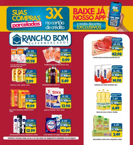 Catálogo Rancho Bom Supermercados | Ofertas para caçadores de pechinchas | 2026-06-01T00:00:00.000Z - 2026-06-07T00:00:00.000Z