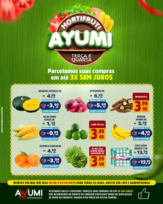 Catálogo Ayumi Supermercados | Ofertas exclusivas para nossos clientes | 2026-06-02T00:00:00.000Z - 2026-06-03T00:00:00.000Z
