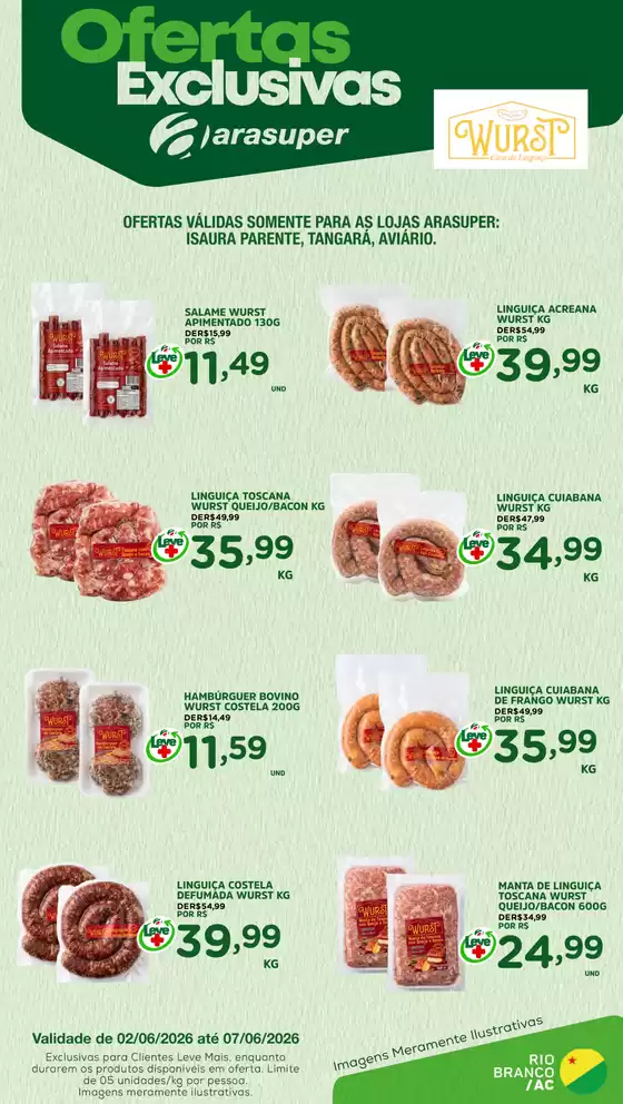 Catálogo Araújo Supermercados | EXCLUSIVA WURST | 2026-06-02T00:00:00.000Z - 2026-06-07T00:00:00.000Z