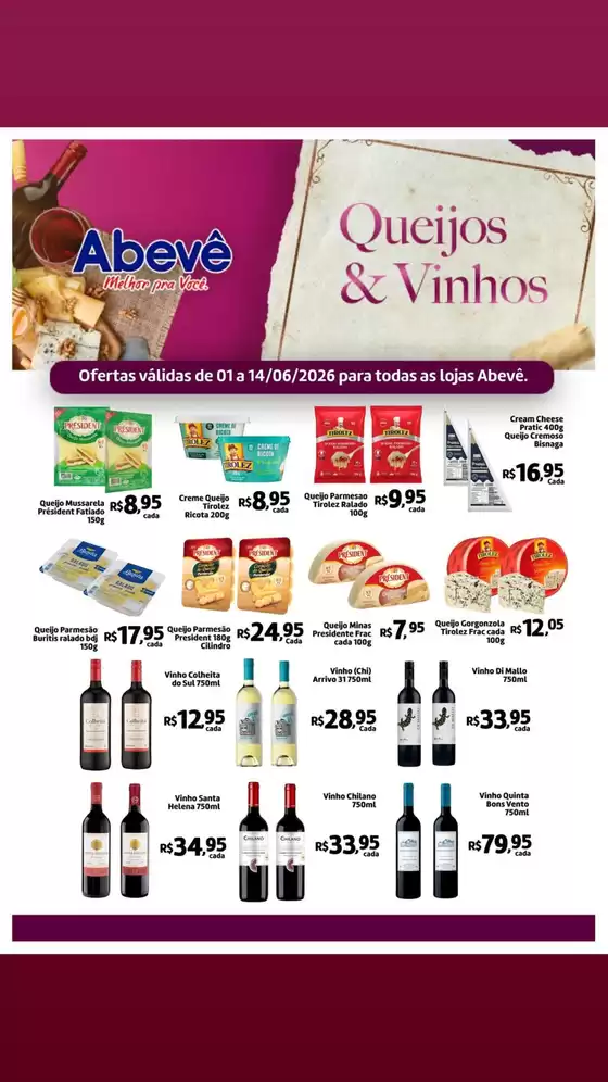 Catálogo Abevê Supermercados | Queijos & Vinhos | 2026-06-03T00:00:00.000Z - 2026-06-14T00:00:00.000Z