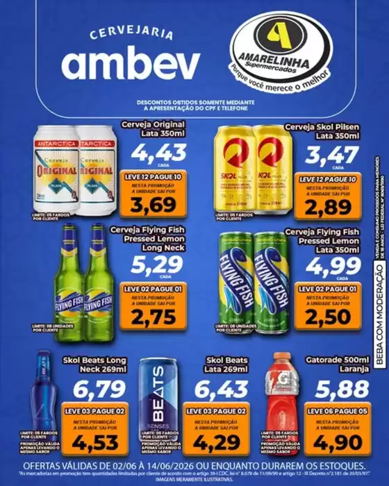 Catálogo Amarelinha Supermercados | Cervejaria Ambev | 2026-06-04T00:00:00.000Z - 2026-06-14T00:00:00.000Z