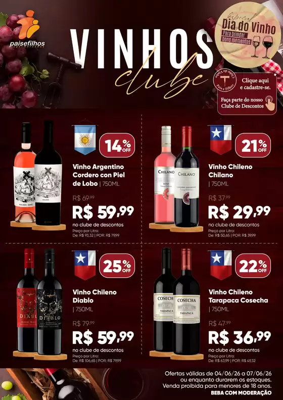 Catálogo Pais e Filhos Supermercados | Revista Clube do Vinho Pais e Filhos Ofertas de 02 a 07 de Junho 2026 | 2026-06-04T00:00:00.000Z - 2026-06-07T00:00:00.000Z